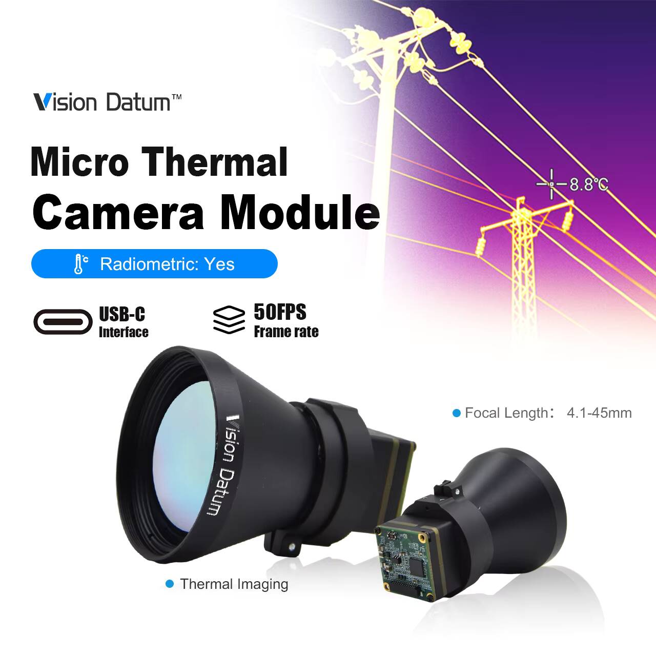 Thermal Imager Drone Gimbal - 1280X1024 LWIR 12Um no refrigerado El